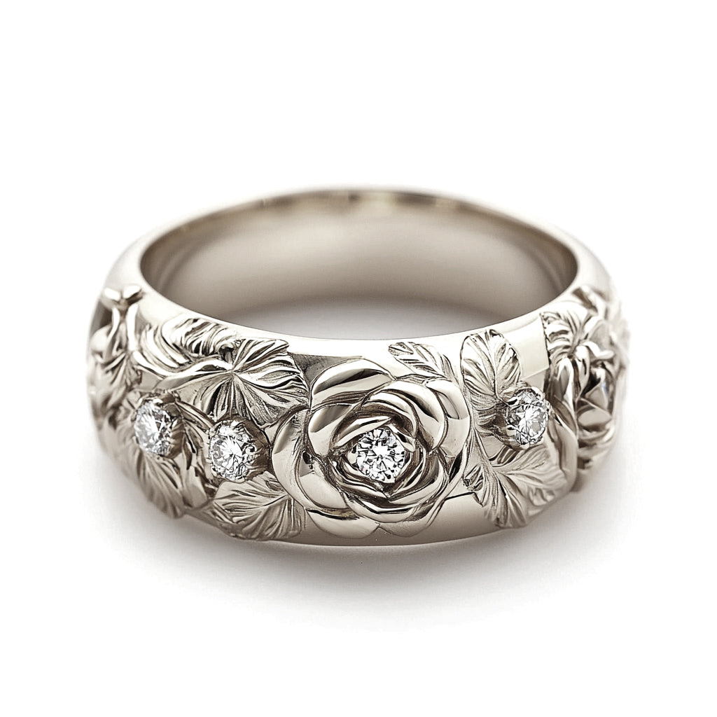 Golden Bloom Floral Diamond Ring | Sacred Garden Collection