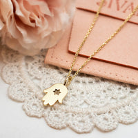 Hamsa Pendant Necklace with Star of David