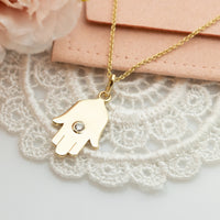 Hamsa Pendant Necklace with Diamond | Symbolic Jewelry