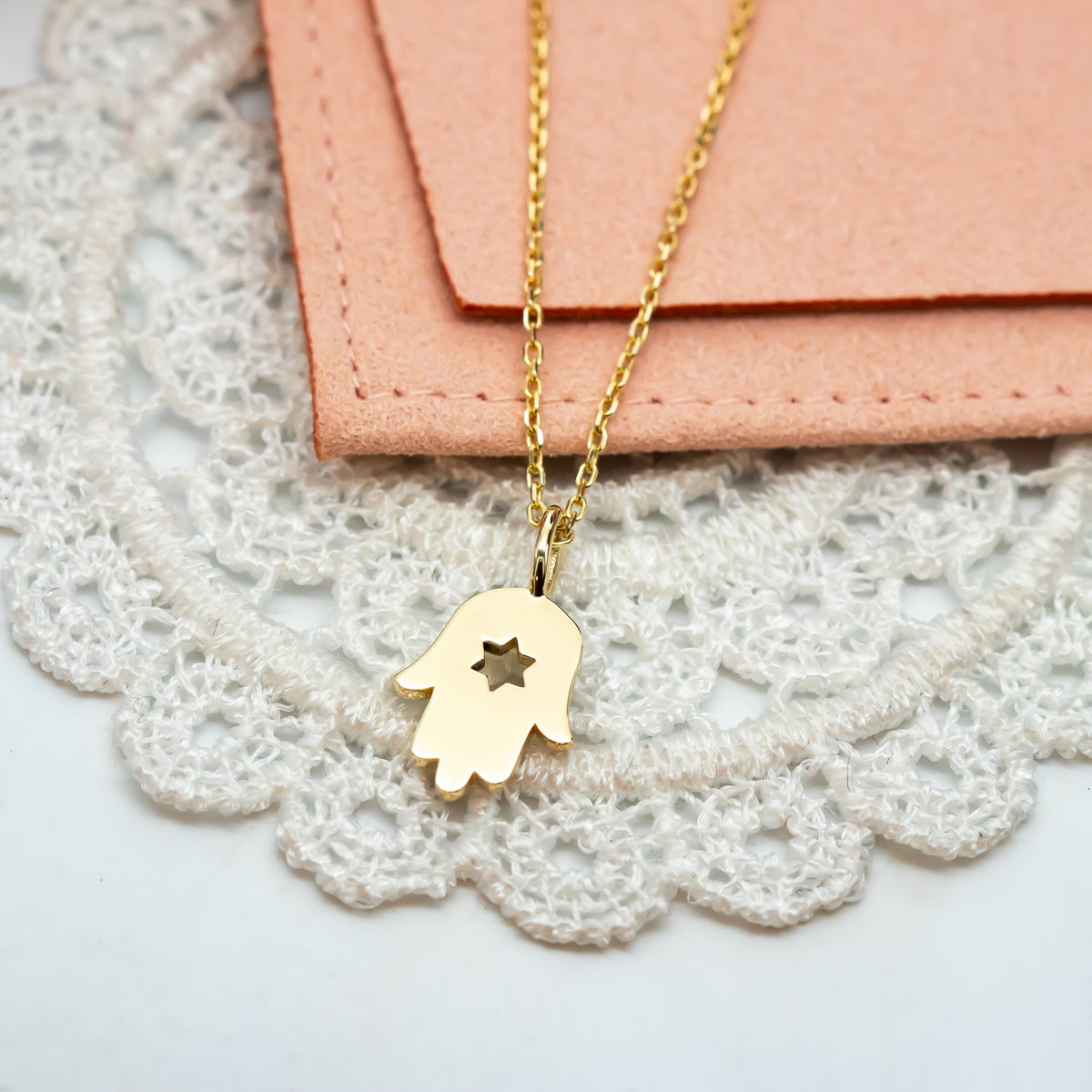 Hamsa Pendant Necklace with Star of David