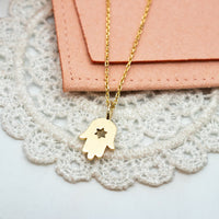 Hamsa Pendant Necklace with Star of David