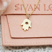 Hamsa Pendant Necklace with Star of David