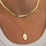 Hamsa Pendant Necklace with Diamond | Symbolic Jewelry