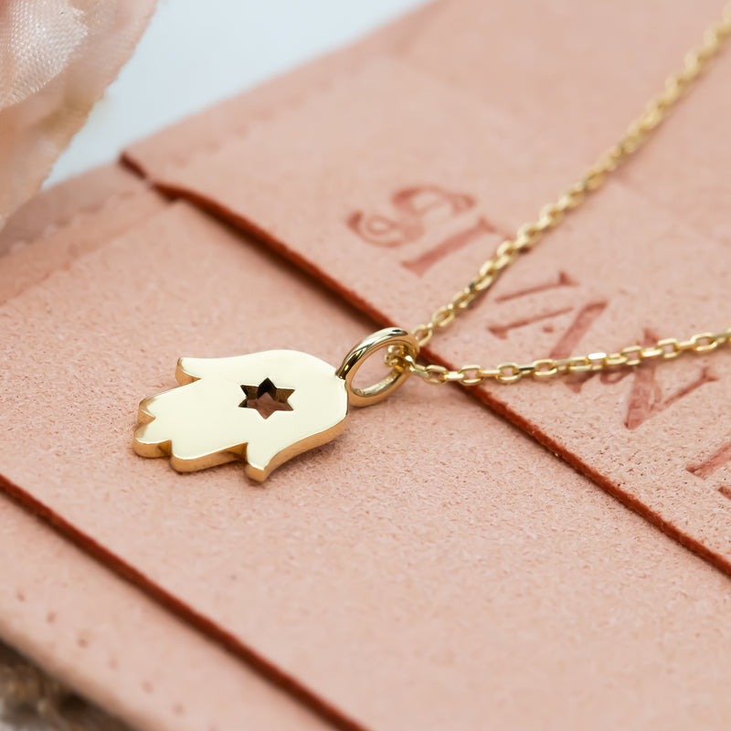 Hamsa Pendant Necklace with Star of David