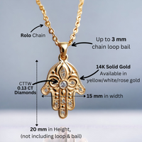 Floral Hamsa Diamond Pendant Necklace | Symbolic Jewelry