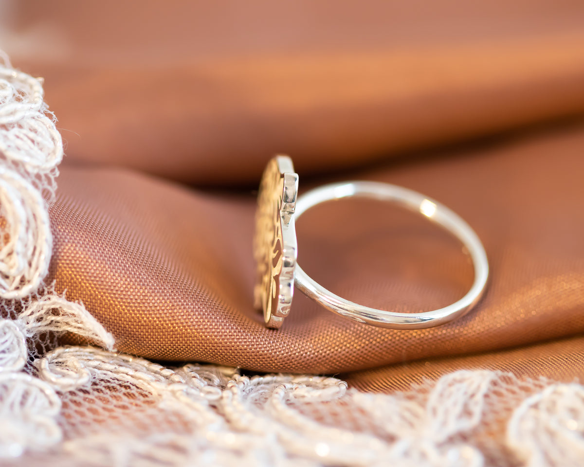 Floral Hamsa Ring Hand of God Ring