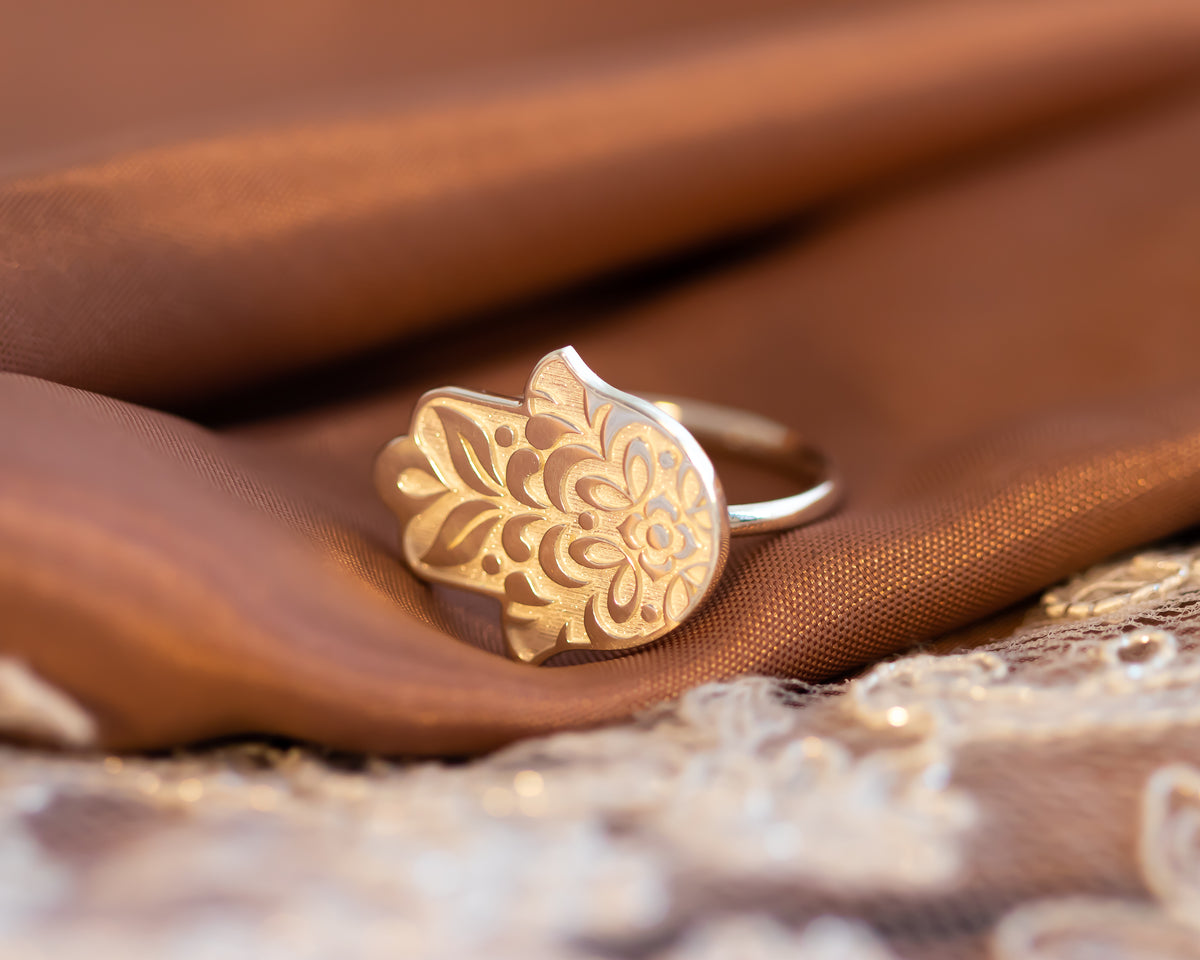 Floral Hamsa Ring Hand of God Ring