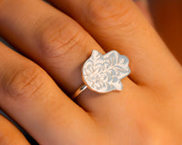 Floral Hamsa Ring Hand of God Ring
