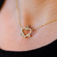 Heart Diamond Star of David Pendant Necklace