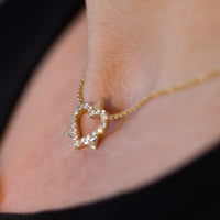 Heart Diamond Star of David Pendant Necklace