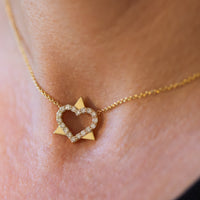 Heart Diamond Star of David Pendant Necklace