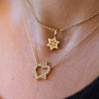 Heart Diamond Star of David Pendant Necklace