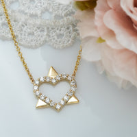 Heart Diamond Star of David Pendant Necklace