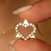 Heart Diamond Star of David Pendant Necklace