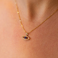 Evil Eye Diamond & Sapphire Pendant Necklace