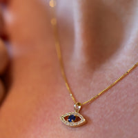 Evil Eye Diamond & Sapphire Pendant Necklace