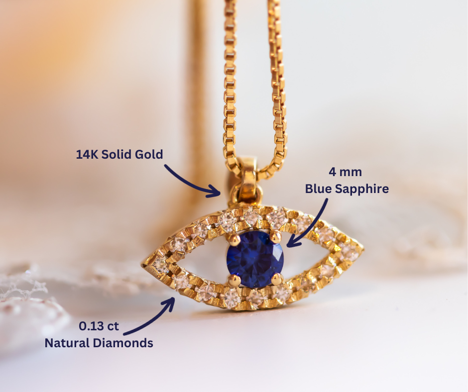 Evil Eye Diamond & Sapphire Pendant Necklace