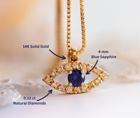 Evil Eye Diamond & Sapphire Pendant Necklace