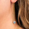 Blue Topaz Heart Chain Earrings