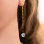 Blue Topaz Heart Chain Earrings