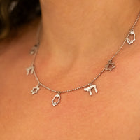 Israeli Charms Necklace - Magen David, Hamsa, Chai, Charms Necklace