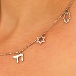 Israeli Charms Necklace, Hammered Charm Necklace