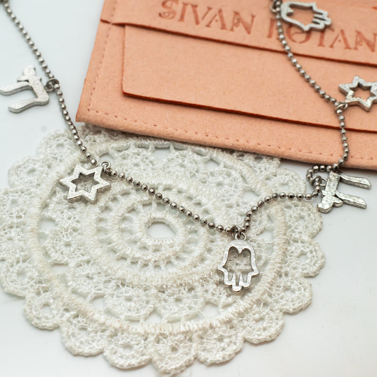 Israeli Charms Necklace - Magen David, Hamsa, Chai, Charms Necklace