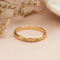 Lace Gold Ring, 14K Gold Delicate Solid Gold Ring, Diamond Wedding Band for Her, Antique Vintage Style Ring, Gold Stacking Ring, Scroll Ring