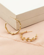 Gold Leaf Hoop Earrings