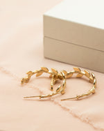 Gold Leaf Hoop Earrings