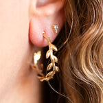 Gold Leaf Hoop Earrings