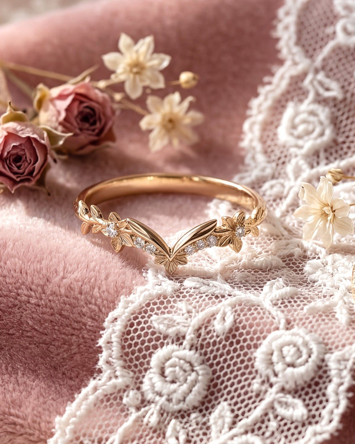 Laurel | Floral Diamond Wedding Band