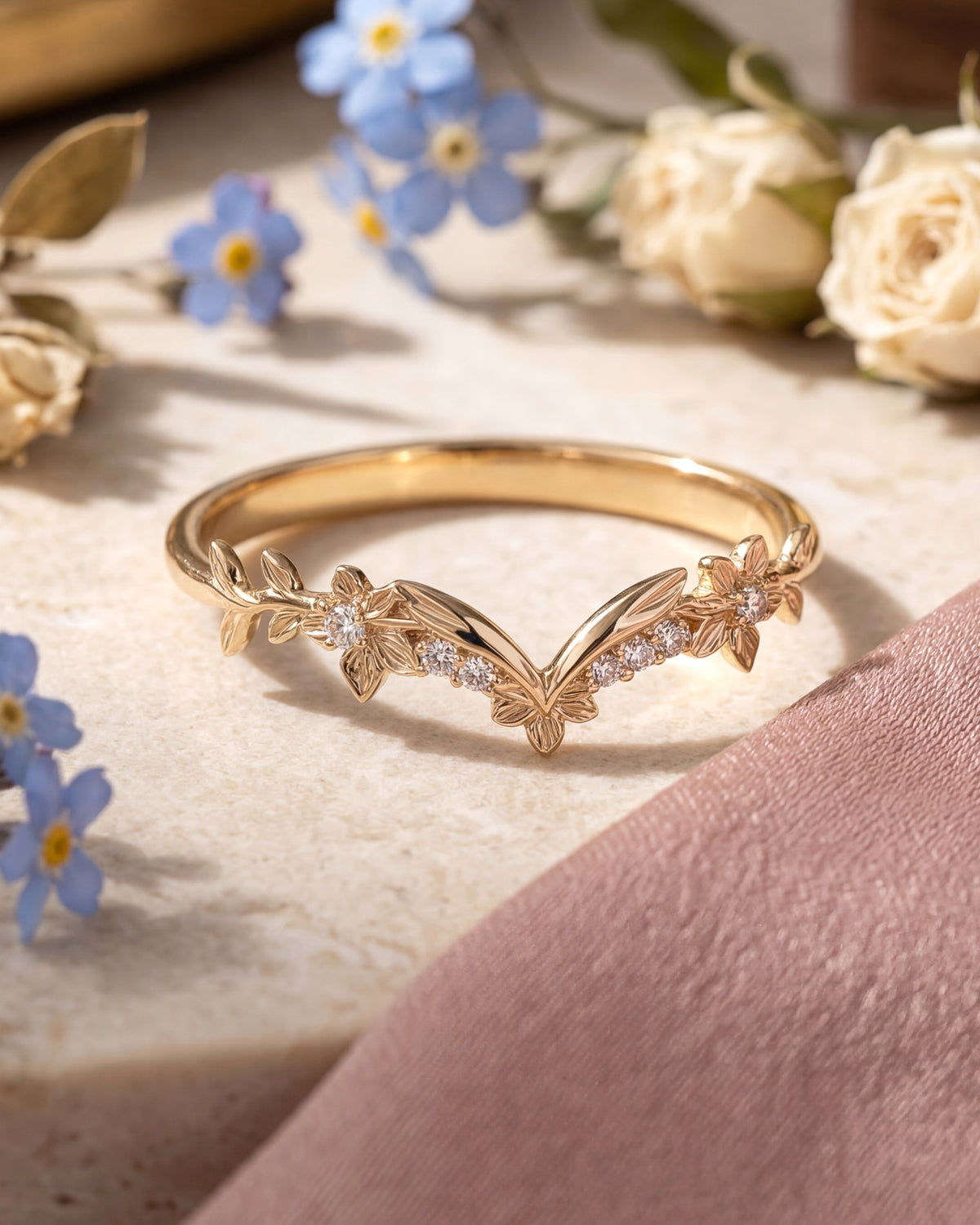 Laurel | Floral Diamond Wedding Band