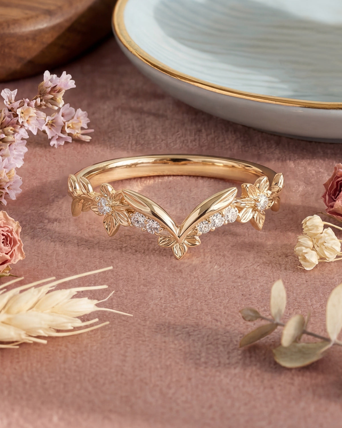 Laurel | Floral Diamond Wedding Band