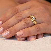Leaf and twig diamond engagement ring, leaves engagement ring with 0.50ct diamond