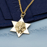 Star of David Lion Pendant Necklace For Men