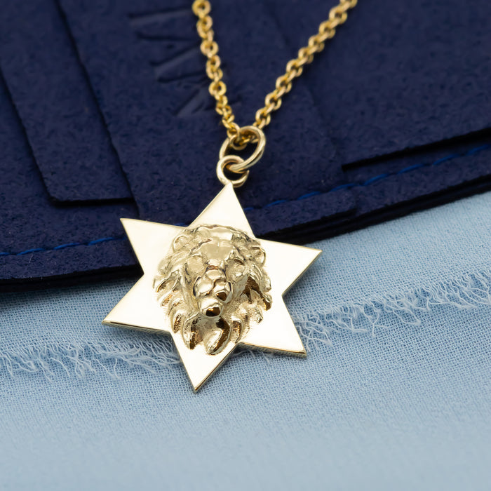 Star of David Lion Pendant Necklace For Men