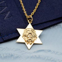 Star of David Lion Pendant Necklace For Men