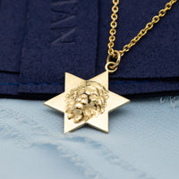 Star of David Lion Pendant Necklace For Men