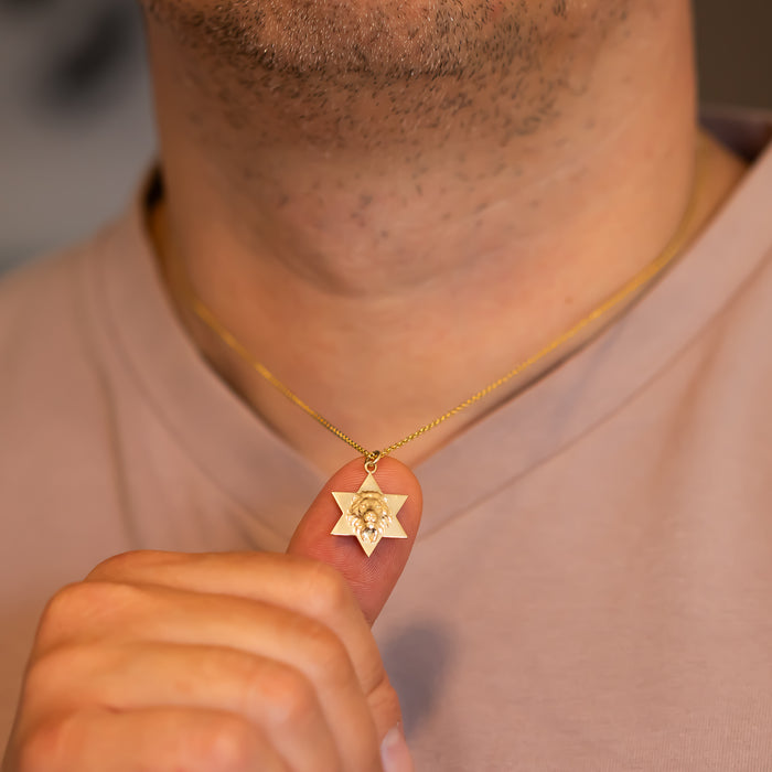 Star of David Lion Pendant Necklace For Men