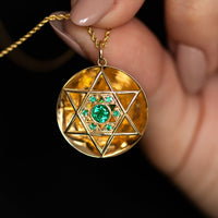 Marissa | Gold Star of David Necklace with Emeralds