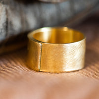 MEN wedding band, brushed matte finish, 18K YELLOW GOLD