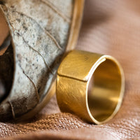 MEN wedding band, brushed matte finish, 18K YELLOW GOLD