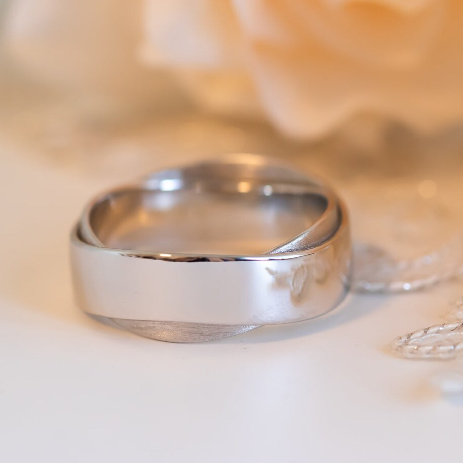 Mobius infinity wide wedding band in 14k or 18k gold