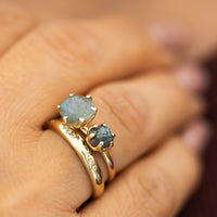Moi Et Toi Labradorite and Raw Gray Diamond Ring - OOAK Ring