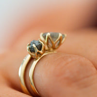 Moi Et Toi Labradorite and Raw Gray Diamond Ring - OOAK Ring