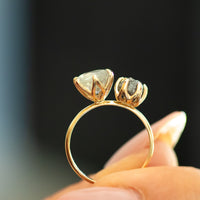 Moi Et Toi Labradorite and Raw Gray Diamond Ring - OOAK Ring