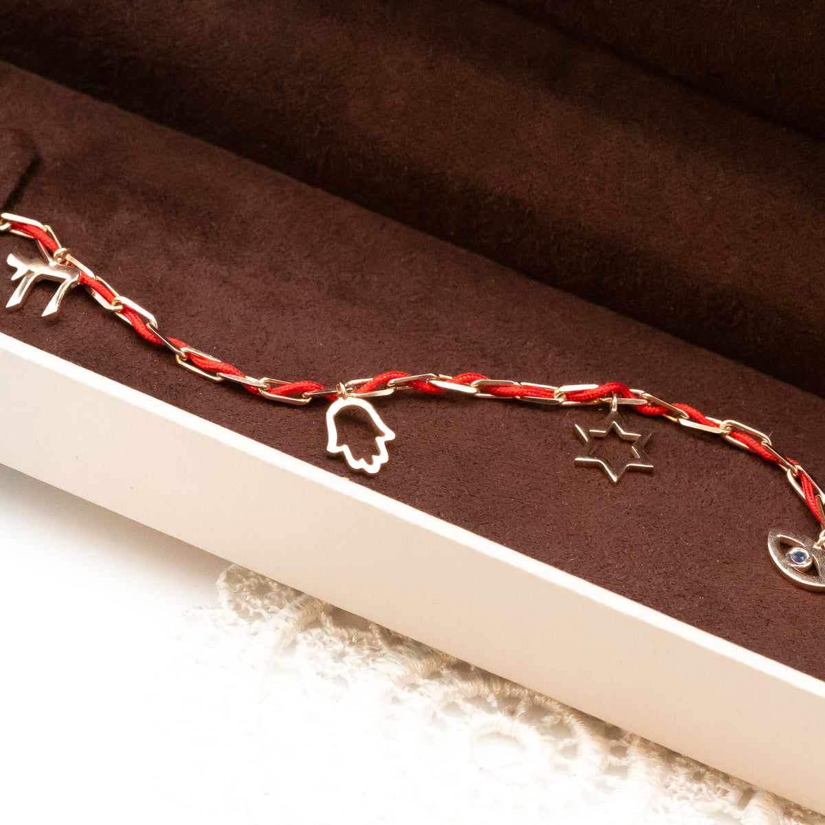 Blessed - Charm Bracelet with a Red String - Blessed by the Rabbi