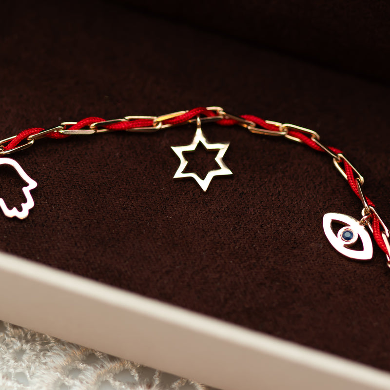 Blessed - Charm Bracelet with a Red String - Blessed by the Rabbi