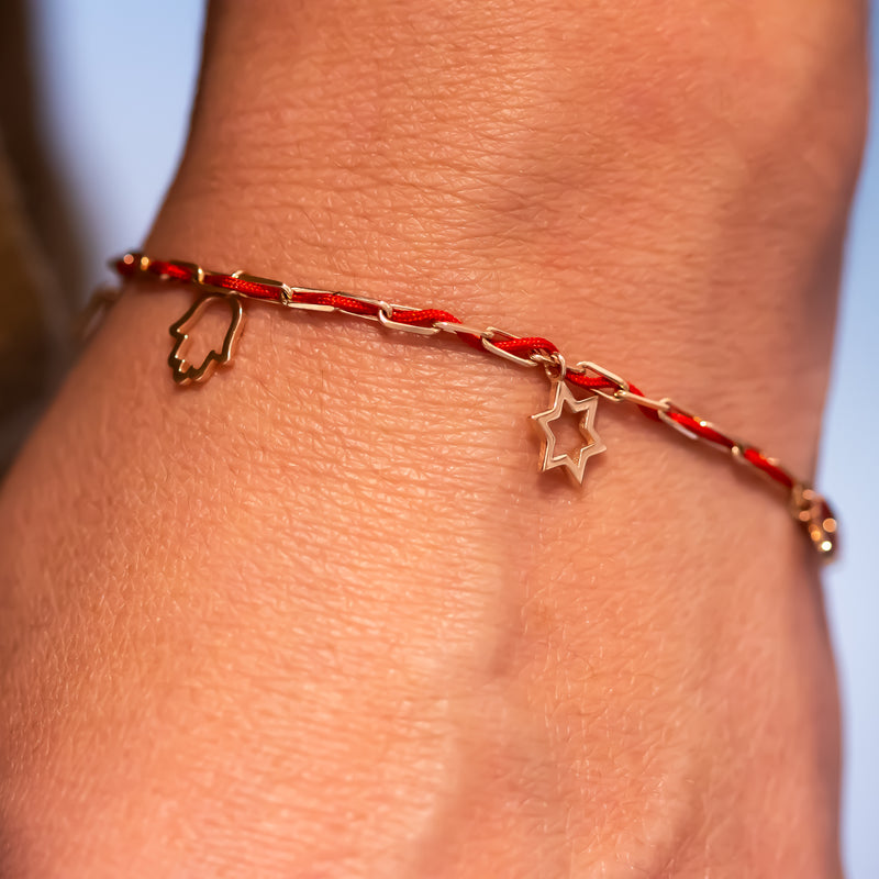 Blessed - Charm Bracelet with a Red String - Blessed by the Rabbi
